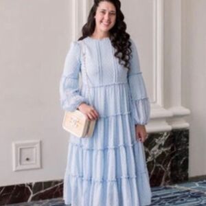 Dainty Jewells Elegant Blue Tiered Dress Size Medium... Midi Length